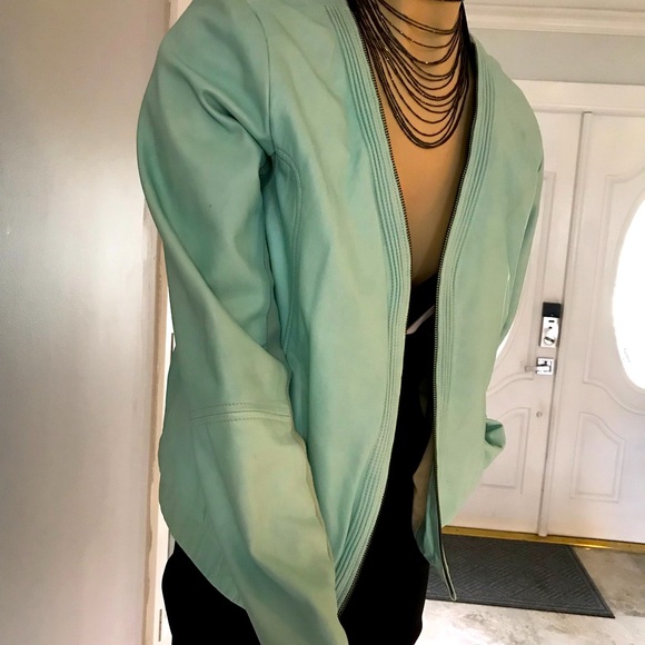 TROUVE GREEN GENUINE LEATHER JACKET - Picture 3 of 4